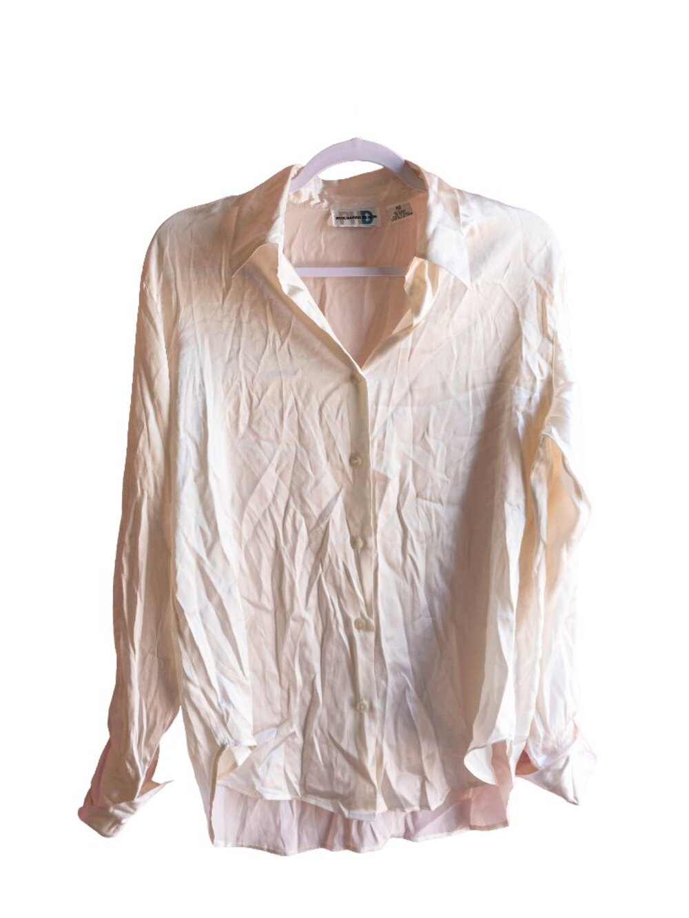 Paul Harris Design 100% Silk Ivory Beige Button Up Blouse - Medium